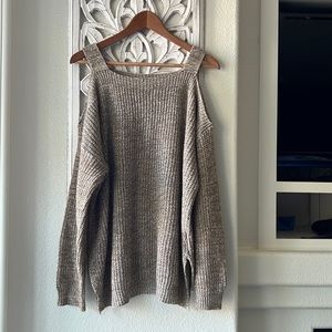 Cold shoulder sweater.
